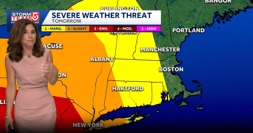 Weather Alert: Scattered storms possible Tuesday in parts of Mass.